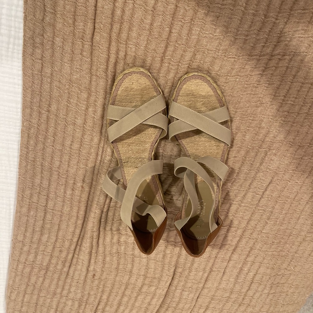 Ralph Lauren Beige Crisscross Espadrille Sandals
